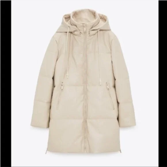 ZARA FAUX LEATHER PUFFER COAT NWT - Picture 7 of 10